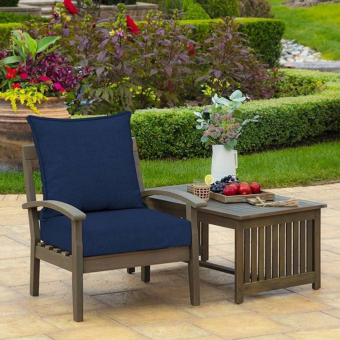 Arden Outdoor Deep Seat Cushion Set, 24 in x 24 in, Weather-Proof, Rain-Proof, Fade Resistant Patio Cushion for Chair, Sofa, and Couch Sapphire Blue Leala