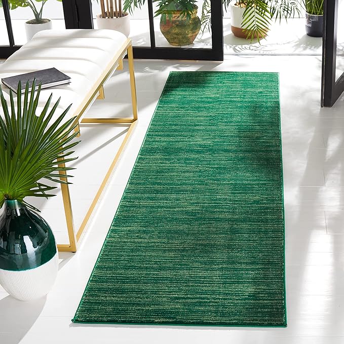 SAFAVIEH Vision Collection Runner Rug - 2'2" x 14', Dark Green, Modern Ombre Design, Non-Shedding & Easy to Clean, Ideal for Foyer, Hallway, Bedroom (VSN606Y)