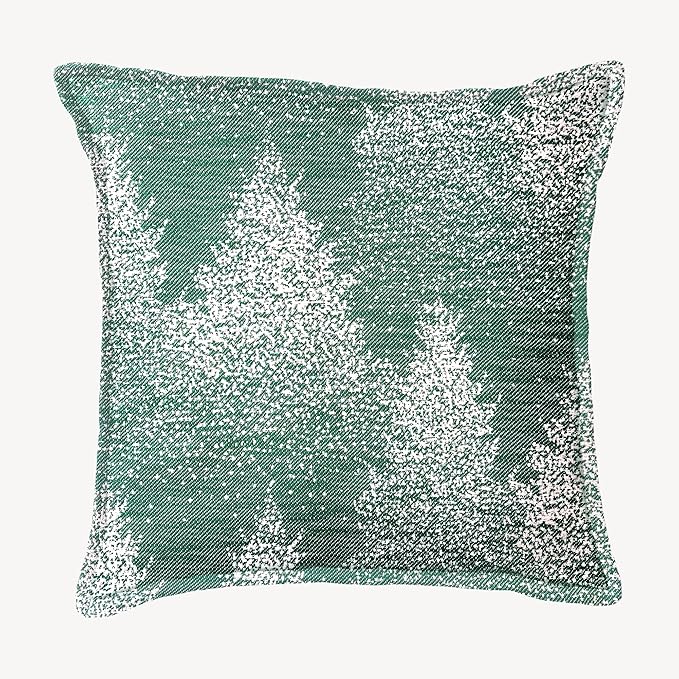 SanVia Moss & Snow Premium Cotton Throw Pillow Covers, 20 x 20 Inches, Green Handwoven Couch Pillow Covers, Luxury Holiday Theme Home Décor Cushion Cover, Insert Not Included
