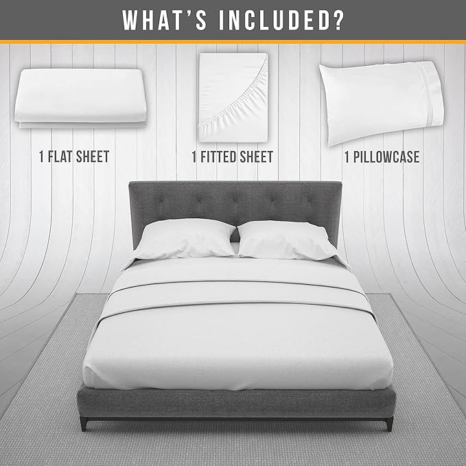 Twin Sheets Set - Luxury Hotel Bed Sheets - Soft Cooling Sheet with Elastic Corner Straps - Deep Pockets Microfiber Bedsheets - Bedding Sheet & Pillowcases Set - 3 PC (Twin Size, White)