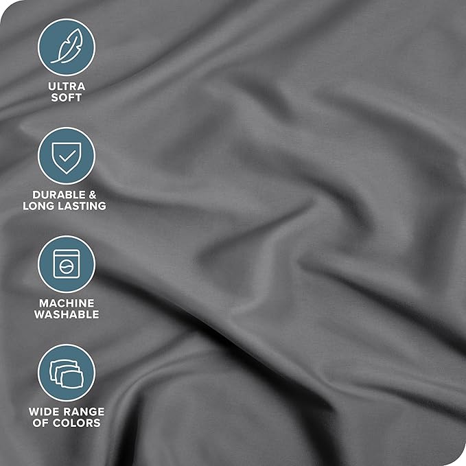 Bare Home 2-Pack Fitted Bottom Sheets for Hospital Bed Size - Premium 1800 Ultra-Soft Wrinkle Resistant Microfiber - Deep Pocket (Hospital, Grey)