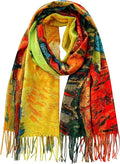 VENVSBEE Reversible Scarf Soft Large Shawl Wrap Blanket Double Sided Art Print Warm Pashmina Stoles Klimt Van Gogh Gifts