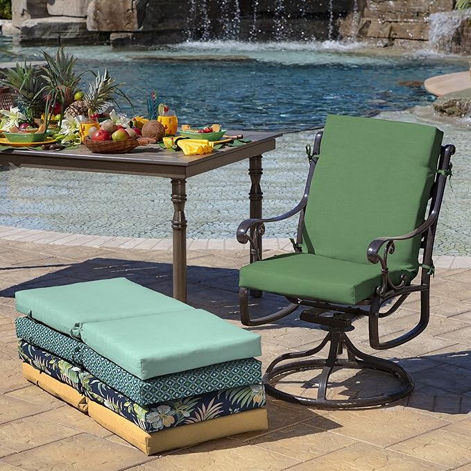 Arden Outdoor Dining Chair Cushion, 2 Pack, 20 x 20, Rain-Proof, Fade Resistant, Bright Moss Green Leala