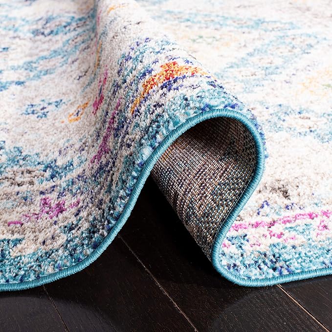 SAFAVIEH Madison Collection Runner Rug - 2' x 8', Dark Blue & Yellow, Boho Diamond Distressed Design, Non-Shedding & Easy Care, Ideal for High Traffic Areas in Living Room, Bedroom (MAD418N)