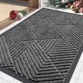 Smiry Front Door Mat Outside Entrance, Heavy Duty Sturdy Natural Rubber Doormat, Trap Dirt and Moisture, Easy Clean Low Profile Mats for Indoor Outdoor Entry, Irregular Triangle (29.5x17, Silver Grey)