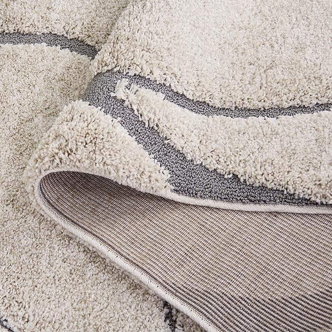 SAFAVIEH Florida Shag Collection Area Rug - 2'3" x 19' Runner, Cream & Grey, Non-Shedding & Easy Cleaning, Plush Thick Pile, Ideal for Living Room, Bedroom, Dining Space (SG471-1180)