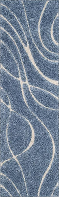 SAFAVIEH Florida Shag Collection Runner Rug - 2'3" x 13', Light Blue & Cream, Non-Shedding, 1.2-inch Thick, Ideal for Living Room, Hallway, Foyer, Bedroom (SG471-6011-213)