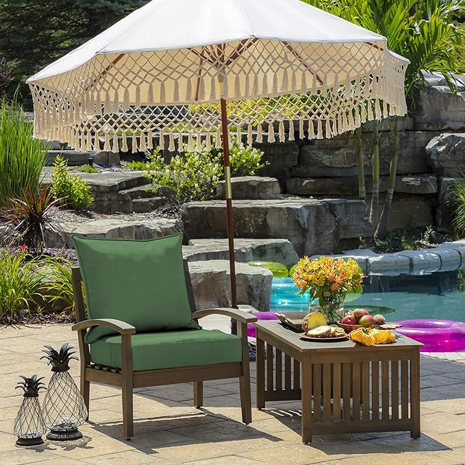 Arden Outdoor Foam Deep Seat Cushion Set, 24 in x 24 in, Weather-Proof, Rain-Proof, Fade Resistant Patio Cushion, Bottom and Back Cushion for Chair, Sofa, and Couch Bright Moss Green Leala