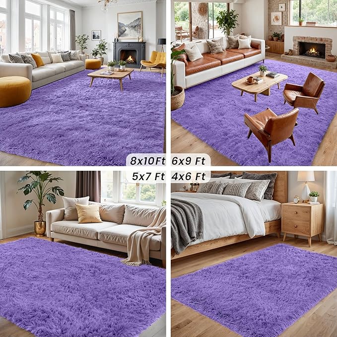 5x7 Area Rugs for Living Room Rug: Soft Fluffy Shag Purple Rugs for Bedroom, Non-Slip Large Fuzzy Plush Rug Indoor Floor Carpet for Nursery Kids Boys Girls Room, Dorms, Playroom, Modern Home Decor