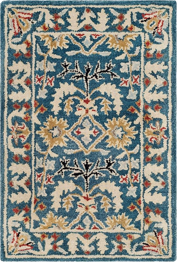 SAFAVIEH Antiquity Collection Accent Rug - 2'3" x 4', Dark Blue & Multi, Handmade Traditional Oriental Wool, Ideal for High Traffic Areas in Entryway, Living Room, Bedroom (AT64B)