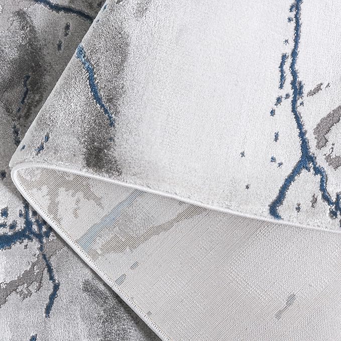 SAFAVIEH Craft Collection Runner Rug - 2'3" x 14', Ivory Grey & Blue, Modern Abstract Design, Non-Shedding & Easy Care, Ideal for High Traffic Areas in Living Room, Bedroom (CFT877M)