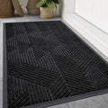 Smiry Front Door Mat Outside Entrance, Heavy Duty Sturdy Natural Rubber Doormat, Trap Dirt and Moisture, Easy Clean Low Profile Mats for Indoor Outdoor Entry, Irregular Triangle (59x35, Black)