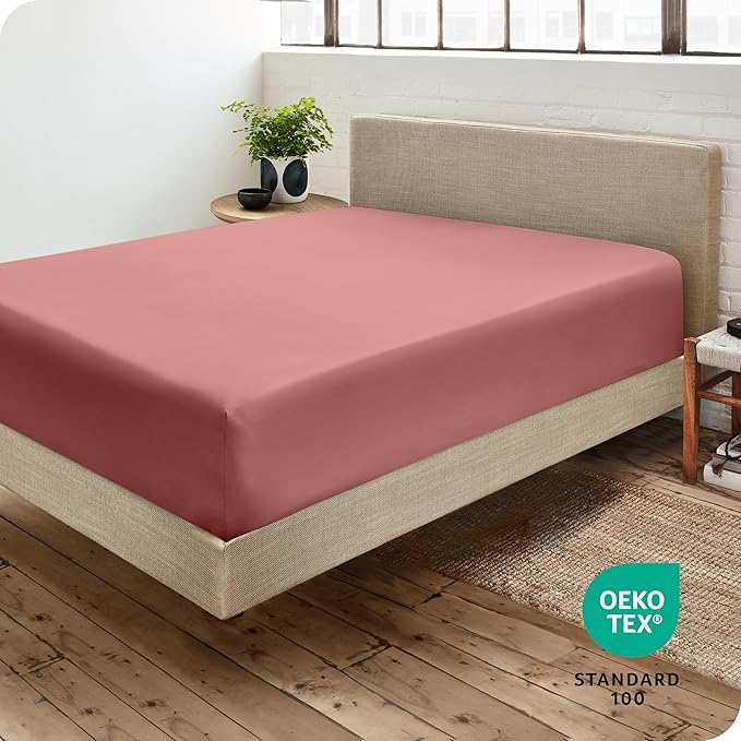 Bare Home Fitted Bottom Sheet King Size - Premium 1800 Microfiber - Ultra-Soft Hotel Luxury - Deep Pocket - Durable and Long Lasting (King, Dusty Rose)