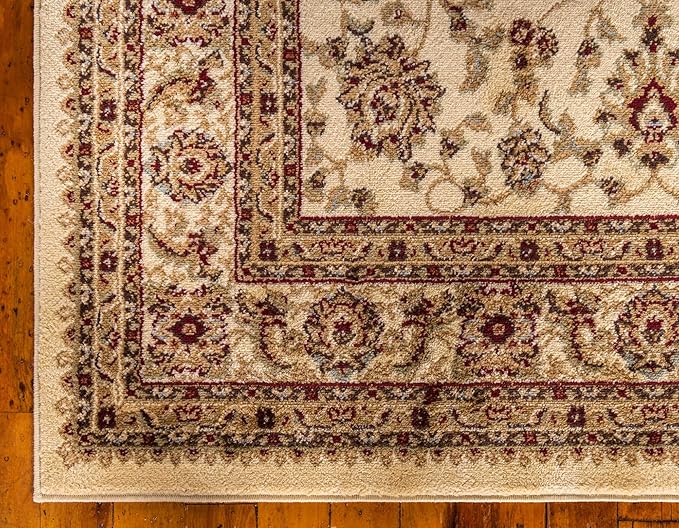 Unique Loom Voyage Collection Traditional Oriental Classic Intricate Design Area Rug (4' 0 x 4' 0 Square, Ivory/Gold)