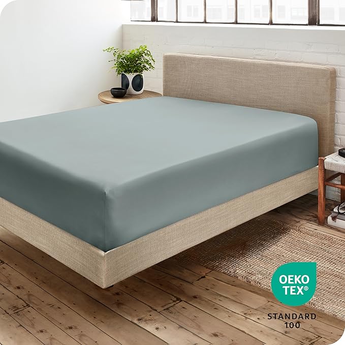 Bare Home Fitted Bottom Sheet King Size - Premium 1800 Microfiber - Ultra-Soft Hotel Luxury - Deep Pocket - Durable and Long Lasting (King, Sea Spray)