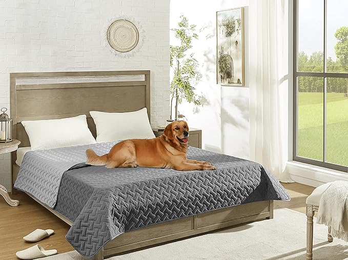 gogobunny 100% Double Sided Waterproof Dog Blanket Soft Pet Bed Cover Reversible Protect Furniture Couch Sofa Car for Puppy Cat Kids (Dark Grey/Light Grey, 30x70 Inch (Pack of 1))