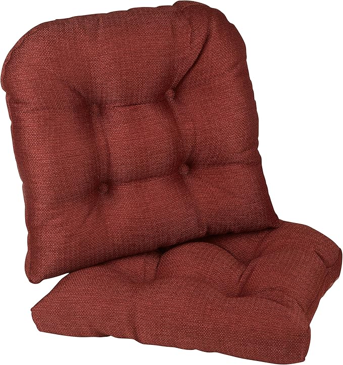 Klear Vu Gripper Overstuffed Universal Non-Slip Dining Chair Cushions for Kitchen Decor or Office Use, U-Shaped Skid-Proof Seat Pad, 17x17 Inches, 2 Count (Pack of 1), Solid Flame