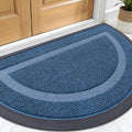 OLANLY Half Circle Door Mat Indoor Outdoor Entrance Welcome, Waterproof All-Season, All-Weather Doormat, Sturdy Natural Rubber, Low Profile, Easy Clean Patio Porch Entryway Mat, 29.5x17, Light Blue