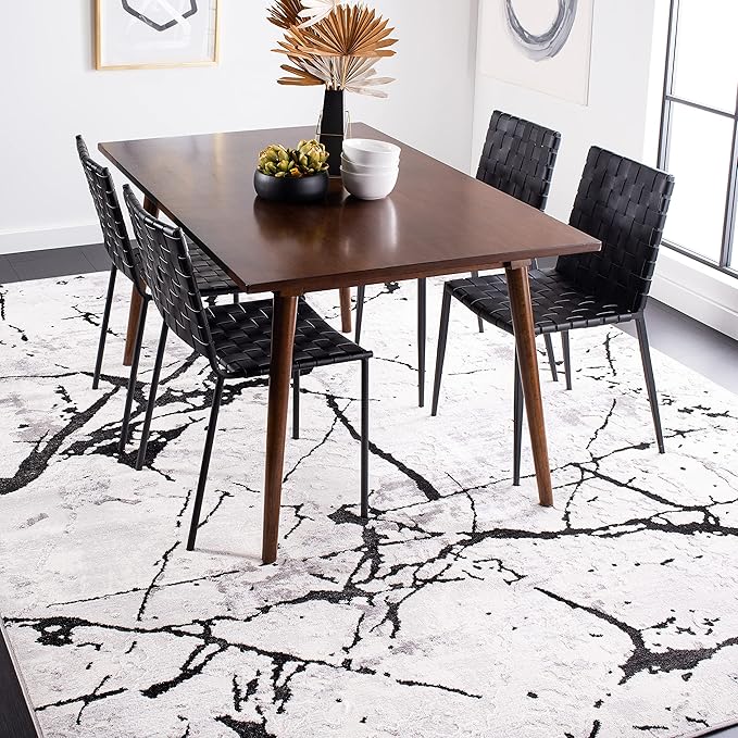 SAFAVIEH Amelia Collection Area Rug - 9' x 12', Grey & Black, Modern Abstract Design, Non-Shedding & Easy Care, Ideal for High Traffic Areas in Living Room, Bedroom (ALA293K)