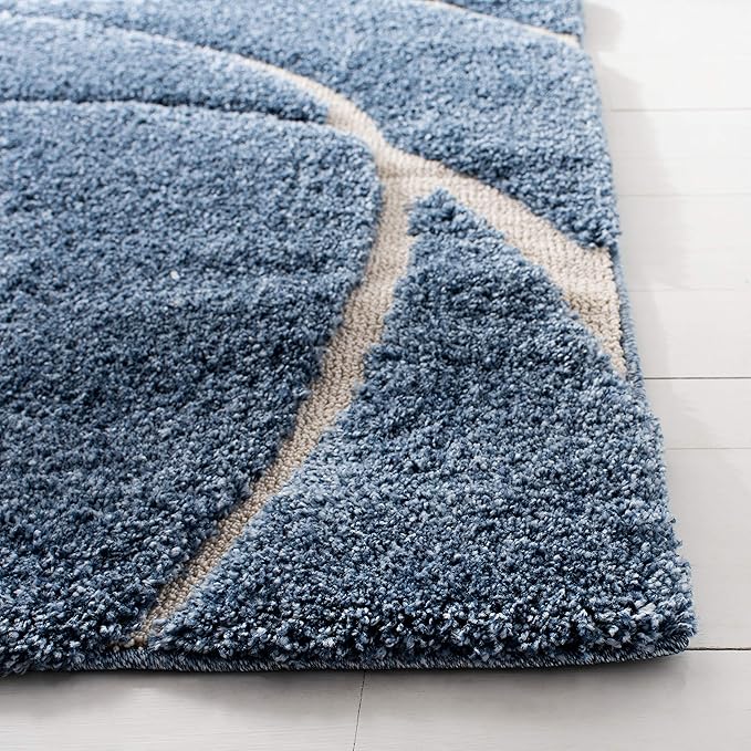 SAFAVIEH Florida Shag Collection Area Rug - 9'6" x 13', Light Blue & Cream, Non-Shedding & Easy Care, 1.2-inch Thick Ideal for High Traffic Areas in Living Room, Bedroom (SG471-6011)