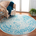 SAFAVIEH Adirondack Collection Area Rug - 6' Round, Ivory & Teal, Distressed Vintage Floral Design, Non-Shedding & Easy to Clean, Ideal for Living Room, Bedroom, Dining Space (ADR109D)