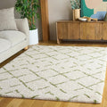 SAFAVIEH Arizona Shag Collection Area Rug - 5'1" x 7'6", Ivory & Green, Moroccan Boho Design, Non-Shedding & Easy to Clean, Ideal for Living Room, Bedroom, Dining Space (ASG743Y)