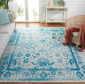 SAFAVIEH Area Rug 8x10 - Adirondack Collection - Large - Ivory & Teal, Distressed Vintage Floral Design, Non-Shedding & Easy to Clean, Ideal for Living Room, Bedroom, Dining Space (ADR109D)