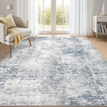 Abstract Living Room Rug 7x9 - Modern Washable Soft Thin Area Rug for Living Room Bedroom Under Dining Table - Neutral Indoor Floor Rug Carpets for Home Office Playroom Nursery - Blue Grey