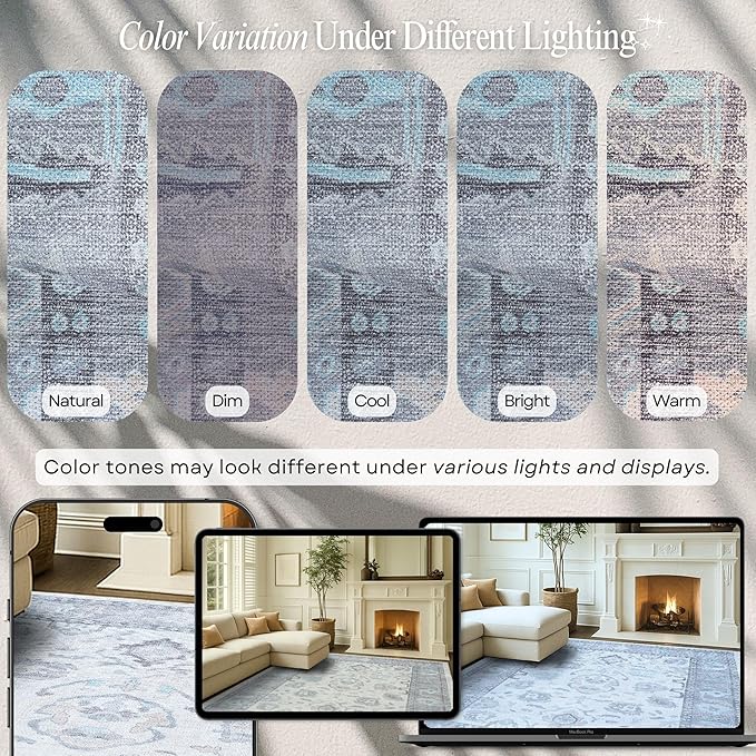Fame Rugs Gray Modern Oushak Rug 3x5, Washable Vintage Turkish Colorful Oriental Antique Inspired Foldable Small Area Rugs, Luxury Living Room Bedroom (384GB, 2'6" x 5')