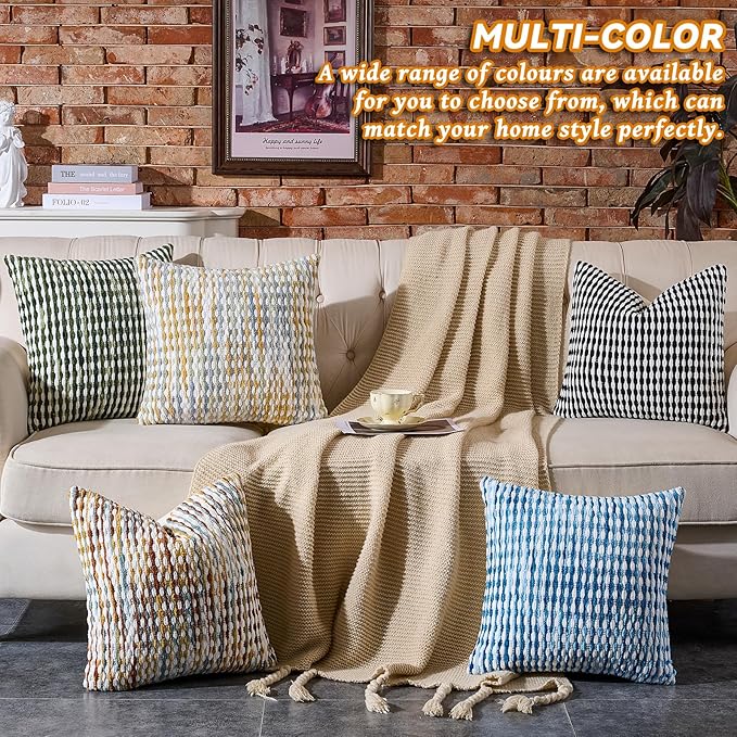 AmHoo Boho Chenille Pillow Cover Decorative Tufted Pillowcase for Couch Bed Sofa Bedroom Living Room Modern 18 x 18-Inch Sage Green