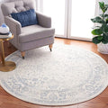 SAFAVIEH Adirondack Collection Area Rug - 10' Round, Ivory & Slate, Distressed Vintage Floral Design, Non-Shedding & Easy to Clean, Ideal for Living Room, Bedroom, Dining Space (ADR109S)