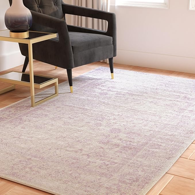SAFAVIEH Adirondack Collection Area Rug - 5'1" x 7'6", Ivory & Lavender, Distressed Vintage Floral Design, Non-Shedding & Easy to Clean, Ideal for Living Room, Bedroom, Dining Space (ADR109U)