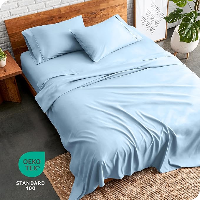 Bare Home Full Sheet Set - Luxury 1800 Ultra-Soft Microfiber Bed Sheets - Double Brushed - Deep Pockets - Easy Fit - 4 Piece Set - Bedding Sheets & Pillowcases (Full, Light Blue)