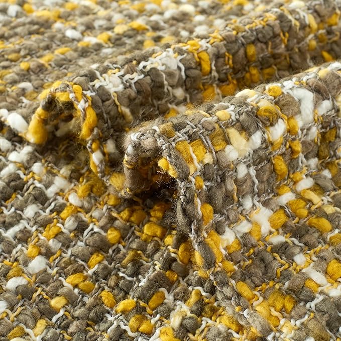 Multi-Color Gold Cable Knitted Throw Blanket for Couch,50"X60" Boho Style Textured Blankets for Home Decor,Super Soft Warm Cozy Chunky Knit Blanket with Decorative Tassels for Bed and Sofa