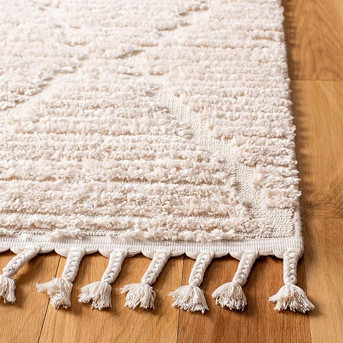 SAFAVIEH Marrakesh Collection Runner Rug - 2'2" x 14', Beige, Moroccan Boho Tribal Tassel Design, Non-Shedding & Easy Care, Ideal for High Traffic Areas in Living Room, Bedroom (MRK517C)