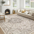 Vintage Living Room Area Rug 12x15 - Large Soft Washable Oriental Traditional Distressed Farmhouse Rugs for Bedroom - Indoor Floor Accent Carpet for Home Office House Decor - Light Brown