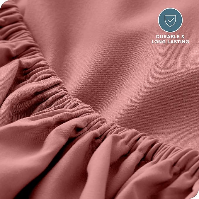 Bare Home Fitted Bottom Sheet Twin Size - Premium 1800 Microfiber - Ultra-Soft Hotel Luxury - Deep Pocket - Durable and Long Lasting (Twin, Dusty Rose)