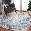 SAFAVIEH Adirondack Collection Area Rug - 10' Round, Ivory & Navy, Distressed Vintage Floral Design, Non-Shedding & Easy to Clean, Ideal for Living Room, Bedroom, Dining (ADR109M)