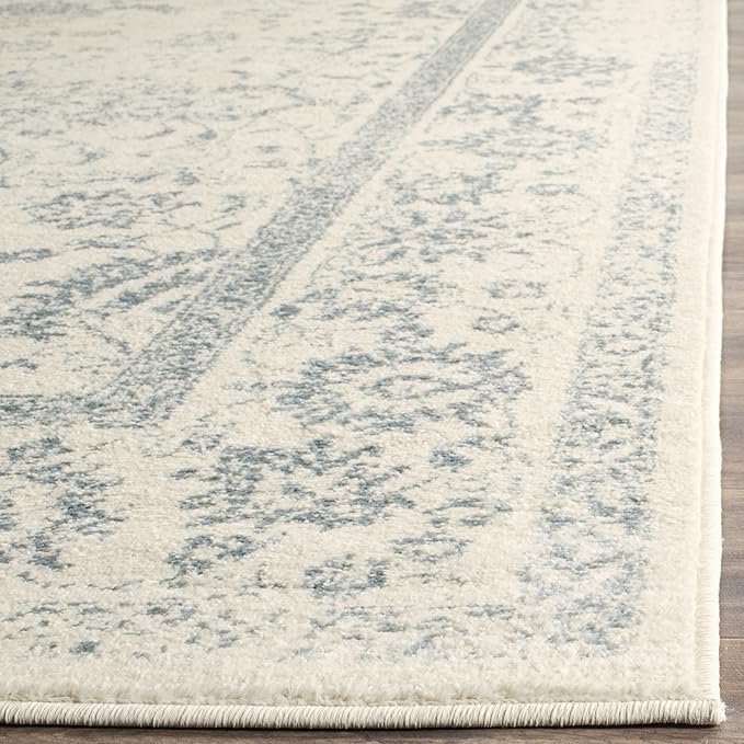 SAFAVIEH Area Rug 11x15 - Adirondack Collection - Large - Ivory & Slate, Distressed Vintage Floral Design, Non-Shedding & Easy to Clean, Ideal for Living Room, Bedroom, Dining Space (ADR109S)
