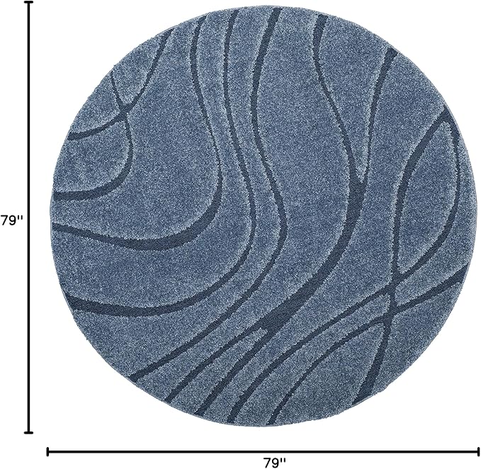 SAFAVIEH Florida Shag Collection Area Rug - 6'7" Round, Light Blue & Blue, Non-Shedding & Easy Care, 1.2-inch Thick Ideal for High Traffic Areas in Living Room, Bedroom (SG471-6065)