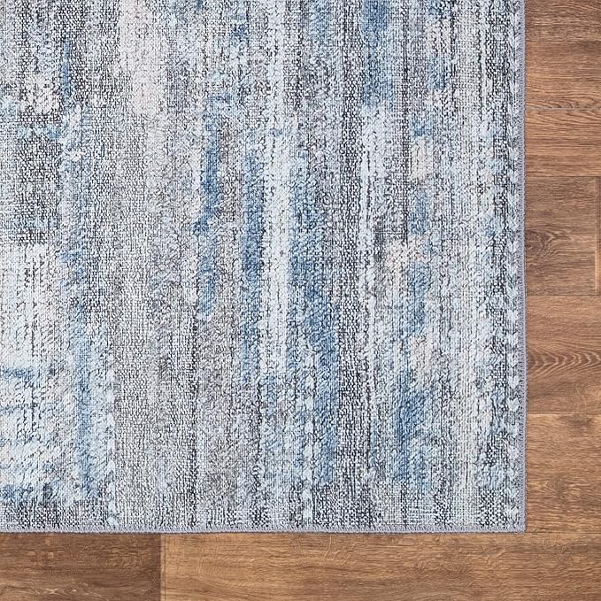 Bloom Rugs Washable Non-Slip 8' x 10' Rug - Gray/Blue/Blush Modern Abstract Area Rug for Living Room, Bedroom, Dining Room, and Kitchen - Exact Size: 8' x 10'