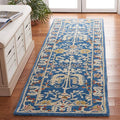 SAFAVIEH Antiquity Collection Runner Rug - 2'3" x 16', Dark Blue & Multi, Handmade Traditional Oriental Wool, Ideal for High Traffic Areas in Living Room, Bedroom (AT64B)