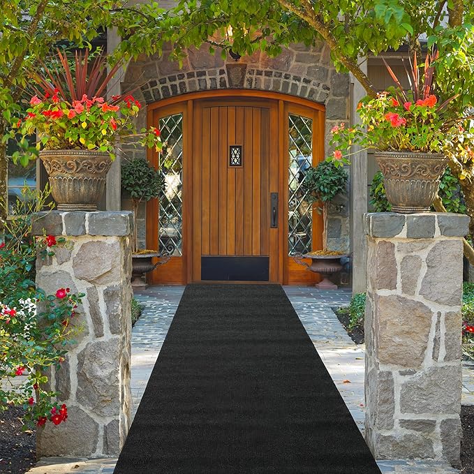 Nisorpa Carpet Runner, 4 x 10FT Indoor Outdoor Floor Mat with Non-Slip TPE Rubber Backing Commercial Carpet Runner Hallways Area Rugs for Kitchen Balconies Living Room Dining Room (Dark Gray)