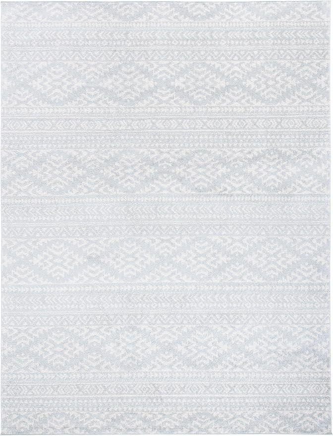 SAFAVIEH Area Rug 8x10 - Tulum Collection - Large - Light Grey & Ivory, Moroccan Boho Tribal Design, Non-Shedding & Easy to Clean, Ideal for Living Room, Bedroom, Dining Space (TUL272F)