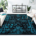 SAFAVIEH Area Rug 8x10 - Adirondack Collection - Large - Black & Teal, Distressed Vintage Floral Design, Non-Shedding & Easy to Clean, Ideal for Living Room, Bedroom, Dining Space (ADR109K)