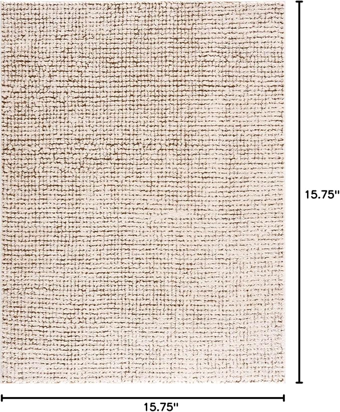 Hauteloom Keita Contemporary Mosaic Area Rug - High Pile Fluffy Soft Shag Carpet for Living Room, Bedroom - Cream, Brown - 18" x 18" Sample