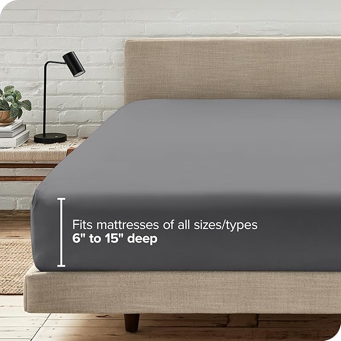 Bare Home Fitted Bottom Sheet California King Size - Premium 1800 Microfiber - Ultra-Soft Hotel Luxury - Deep Pocket - Durable and Long Lasting (California King, Grey)