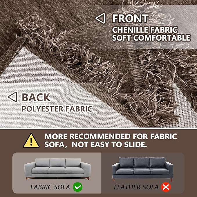 MEETSKY Couch Cover for Dogs，Washable Sofa Cover for 3 Cushion Couch Sofa， Oversized Sofa Slipcovers，Sofa Throw Couch for Living Room, 91"x 134"，Dark Chocolate