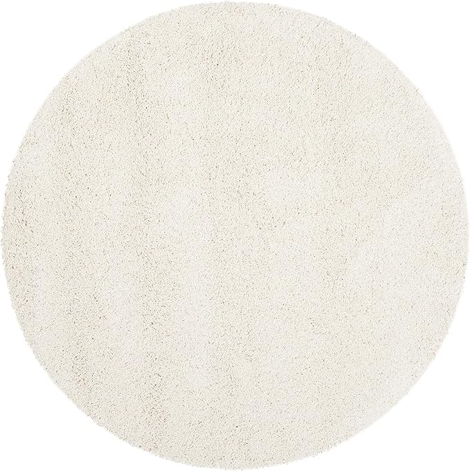 SAFAVIEH Milan Shag Collection 4' Round Ivory SG180 Solid Non-Shedding Living Room Bedroom Dining Room Entryway Plush 2-inch Thick Area Rug