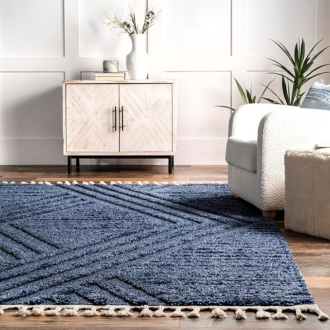 Nuloom Risette Solid ' Shag for Living Room Bedroom Dining Room Nursery, Blue